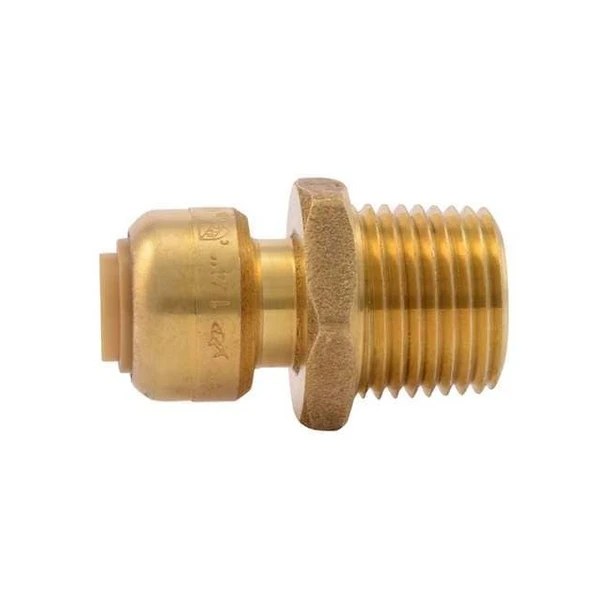 Sharkbite Push-Fit Adapter Fitting, 1/4 in Tube Size, Brass, Brass U110LFA