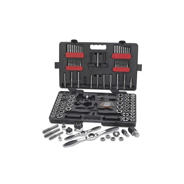 114 Piece Combination Ratcheting Tap and Die Drive Tool Set, Inch/Metric, Hex
