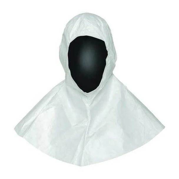 Hood, Polyethylene, Bound Seam, White, Covers Head ,100 PK
