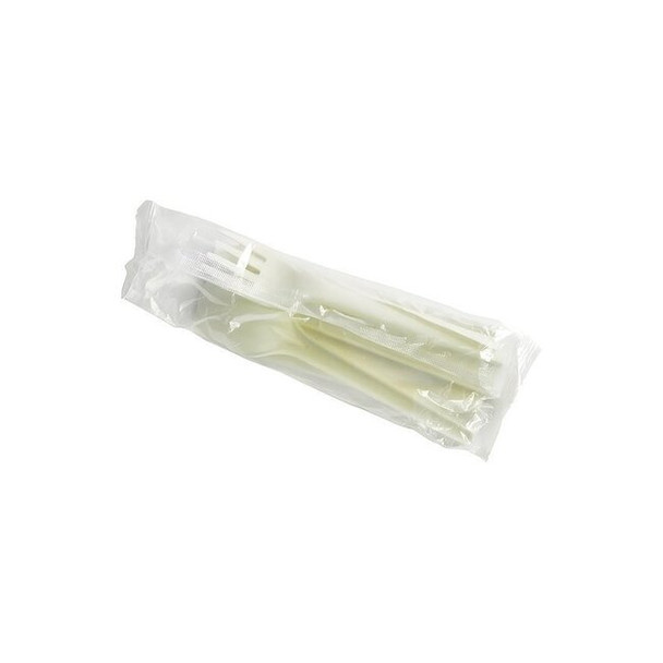 Vegware Disposable Cutlery Set,White,PK250 VW-KFSWN