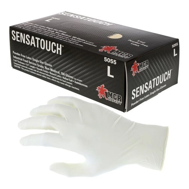 5055S MCR Safety SensaGuard Disposable Gloves, Small, Latex, 5 Mil THK