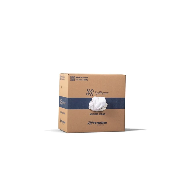 WR5010W-25CBX Spilfyter Bulk Reclaimed White T-Shirt Rags, 25LB Compressed Box