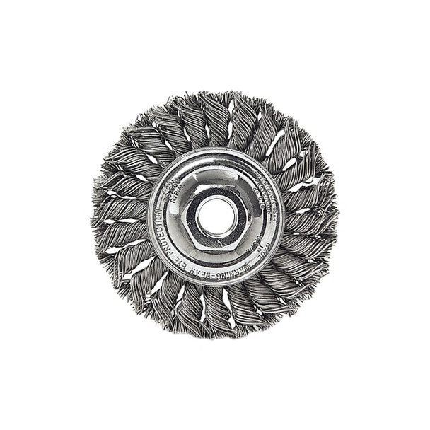 Standard Twist Knot Wire Wheel, 3 in D, .0118 in Stainless Steel, 1/2-3/8 Arbor