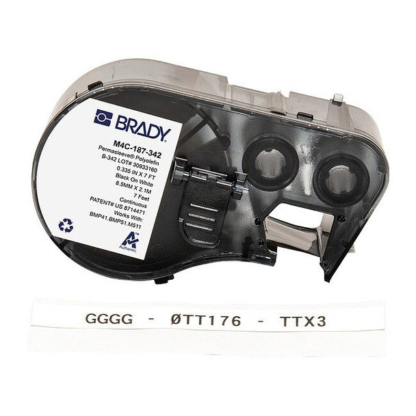 Brady Sleeve Label, White, Polyolefin M4C-187-342