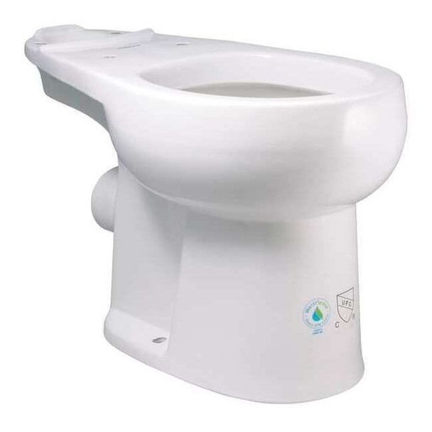 Toilet Bowl, 1.28 gpf, Gravity Fed, Floor with Back Outlet Mount, Round, White