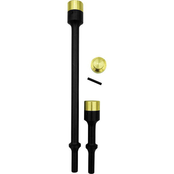 3 PC. BRASS SOFT TIP AIR HAMMER SET, INCLUDES: 4’’ & 10’’ OAL AIR HAMMERS, SPARE BRASS HEAD BAH100