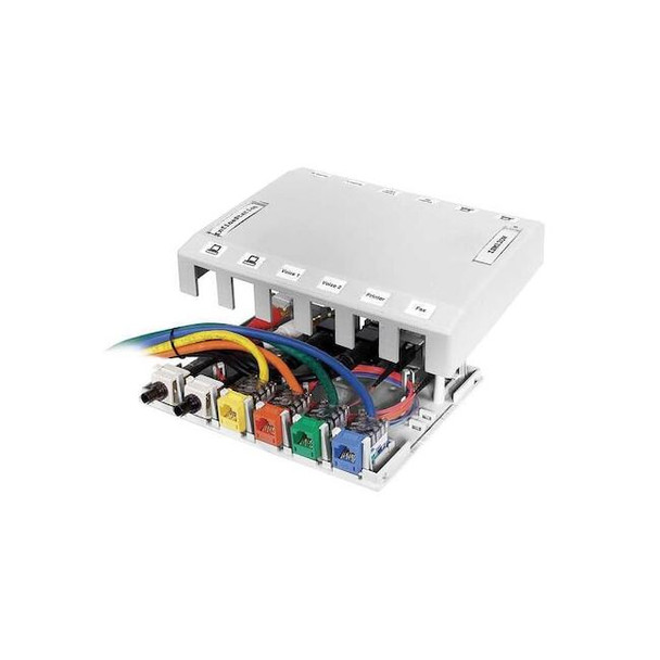 Hubbell Premise Wiring Surface Mount Box,12 Ports,White HSB12W