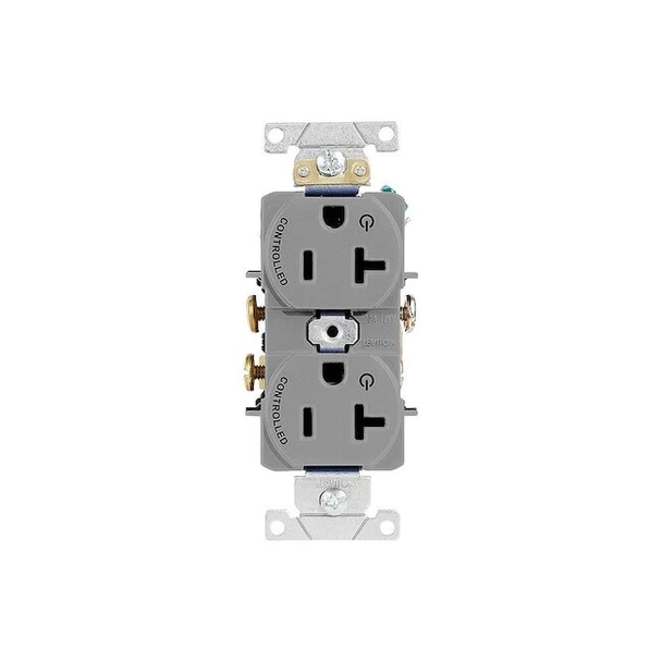 Leviton Duplex Outlet, Gray 20A 125V 5362-S2G