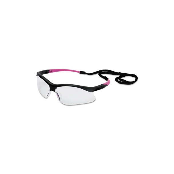 V30 Nemesis™ Safety Glasses, Clear, Polycarbonate Lens, Anti-Fog, Black Frame/Pink Temples, Nylon, Small