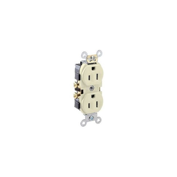 Leviton Receptacle Outlet,15A,Light Almond,125V CR15-T