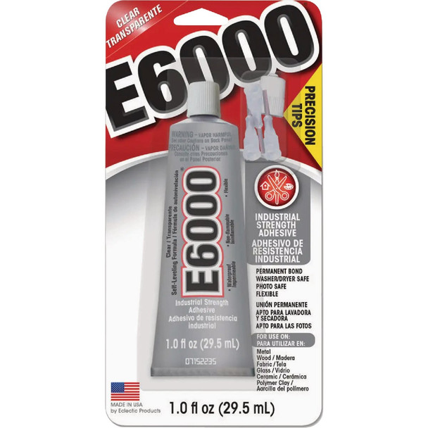 E6000 1 Oz. Industrial Strength Clear Adhesive with 4 Applicator Tips 800320