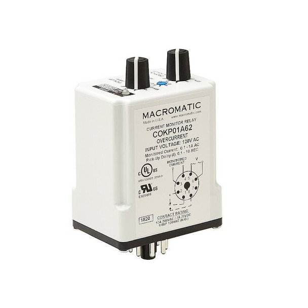 Macromatic Monitor Relay, 10 A, 120VAC, 8 Pins COKP01A62-G