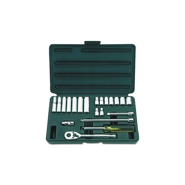 Socket Set, 21-Pc, 1/4 in, 6-point