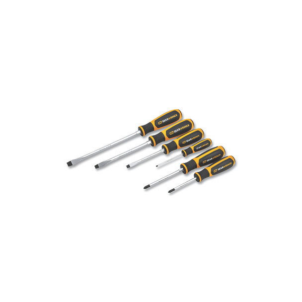 Dual Material Combination Phillips®/Slotted Screwdriver Set, 1/8 in, #1 to 3/8 in, #2 Size Range, 6-Pc with Tray