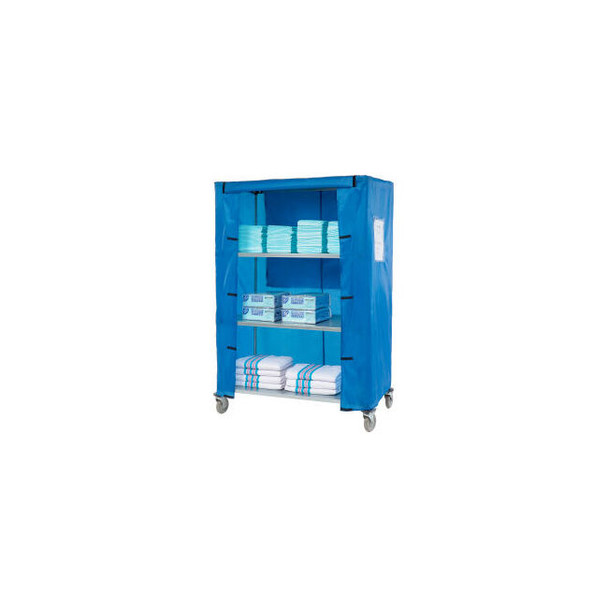 Nexel Galvanized Steel Linen Cart with Nylon Cover 4 Shelves 48""L x 24""W x 69"