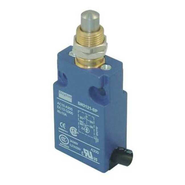 Limit Switch, Plunger, SPDT, 10A at 300V AC, Actuator Location: Top
