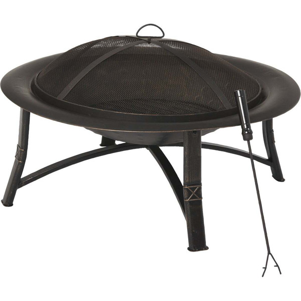 Outdoor Expressions 35 In. Antique Bronze Round Steel Fire Pit FT-21039