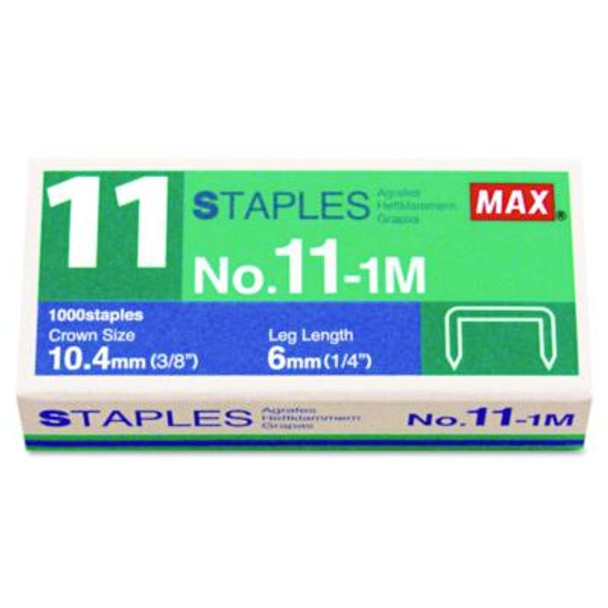 MAX No. 11 Mini Staples, 0.25" Leg, 0.38" Crown, Steel, 1,000/box NO.11-1M MAX No. 11 Mini Staples, 0.25" Leg, 0.38" Crown, Steel, 1,000/box NO.11-1M