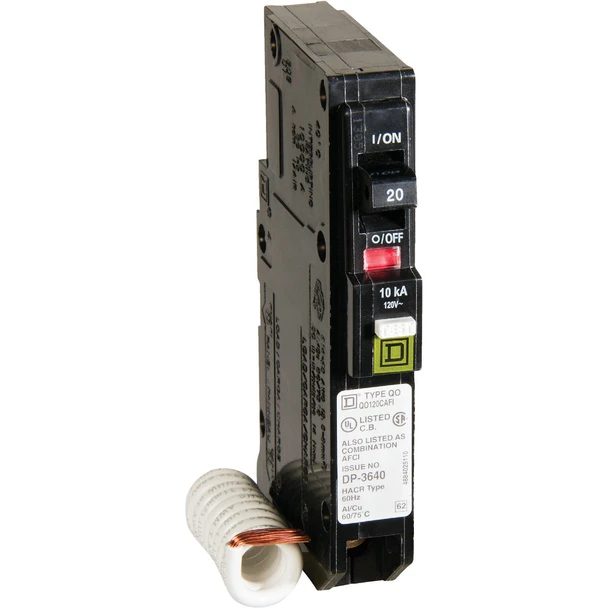 Square D QO 20A Single-Pole CAFCI Combination Arc Fault Breaker QO120CAFIC