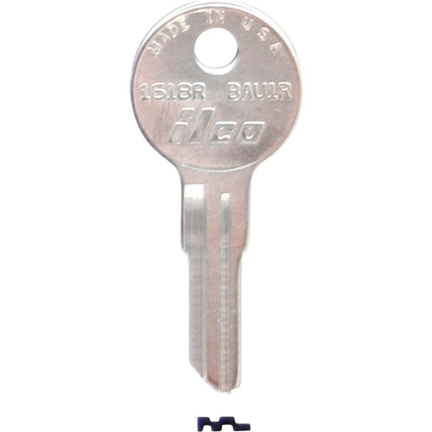 ILCO Bauer Nickel Plated File Cabinet Key BAU1R / 1618R (10-Pack) IAL00000472