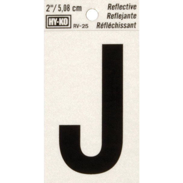 Hy-Ko Vinyl 2 In. Reflective Adhesive Letter, J RV-25/J Pack of 10