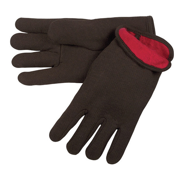 MCR Safety® Cotton Jersey Gloves, Red Fleece Lined, Open Wrists