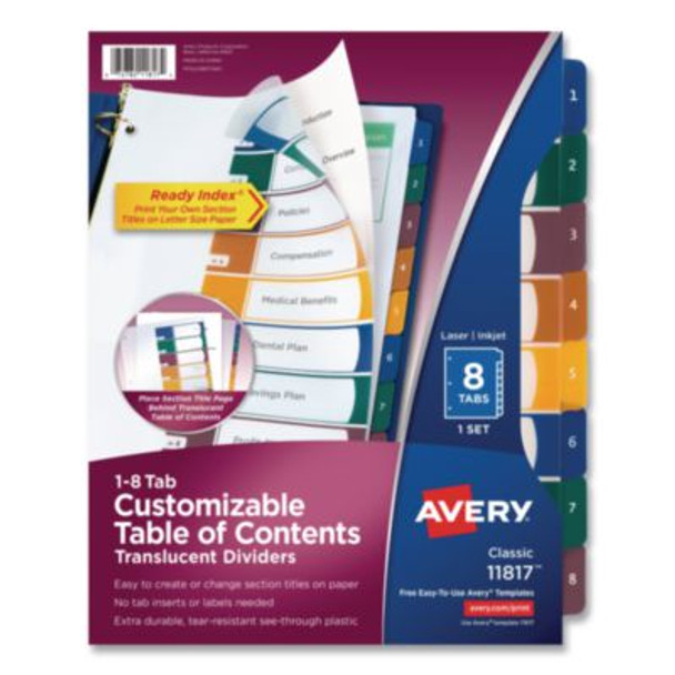 Avery® DIVIDER,RDY INDX,8TB,AST 11817
