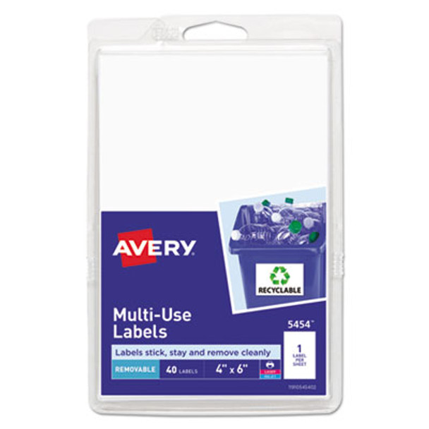 Avery® LABEL,4X6,40/PK,WHT 05454