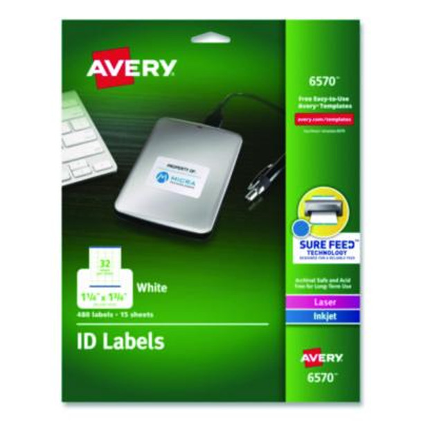 Avery® LABEL,ID,1.25X1.7,480,WHT 06570