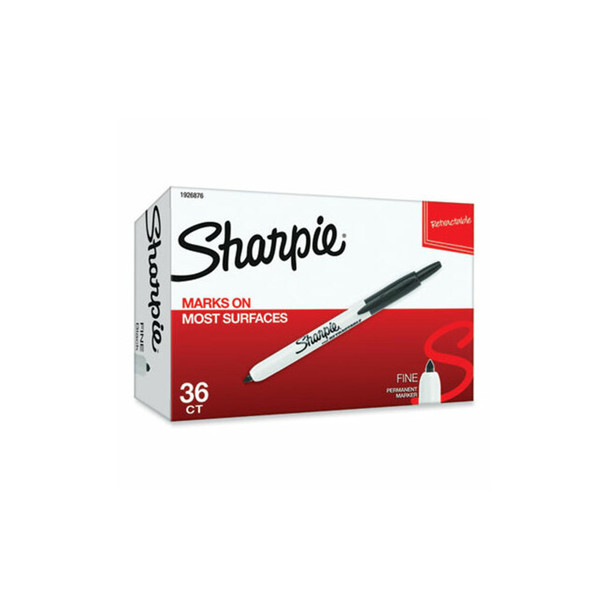 Sharpie® MARKER,FINE,RT,36/PK,BK 1926876