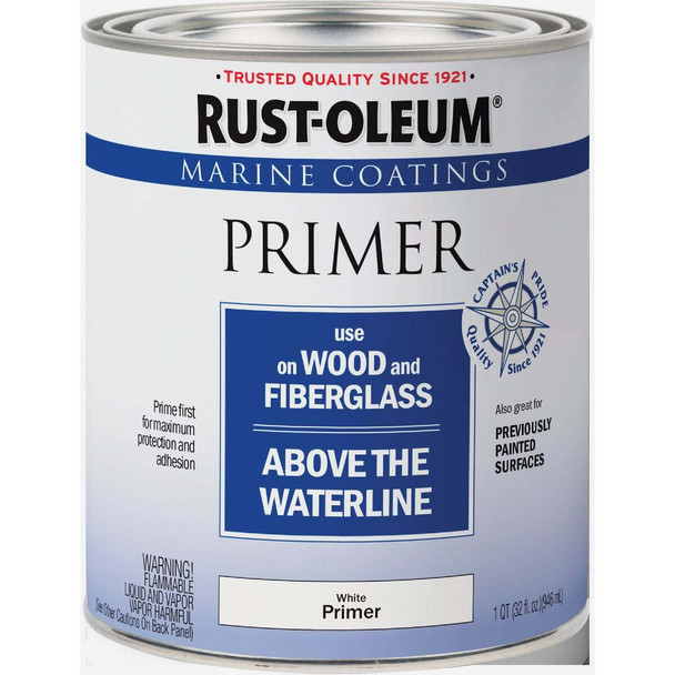 Rust-Oleum Flat Marine Primer, White, 1 Qt. 396969