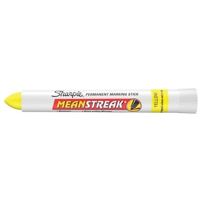 Mean Streak Permenant Marking Stick, Yellow, Bullet Tip, 12 Count