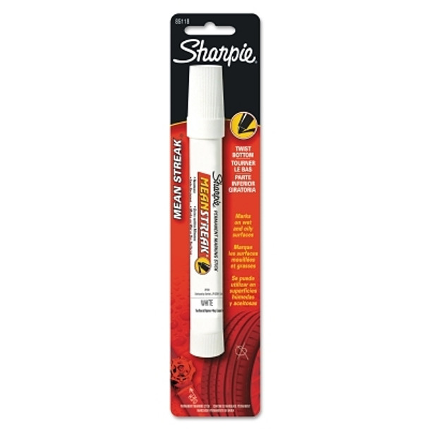 Mean Streak Permanent Marking Stick, White, Bullet Tip, 1 Count