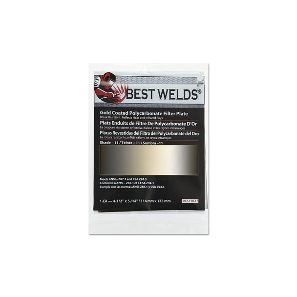 Gold Coated Filter Plate, Gold/11, 4-1/2 in x 5-1/4 in, Polycarbonate