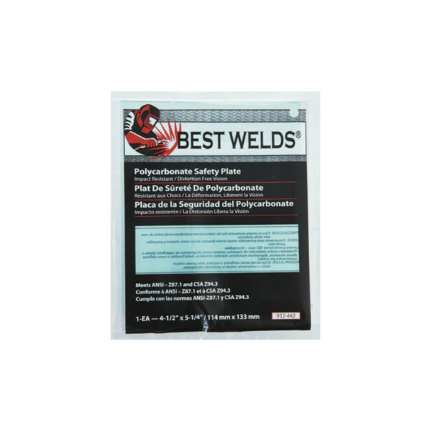 Safety Plate, 4-1/2 in x 5-1/4 in, Polycarbonate, Clear