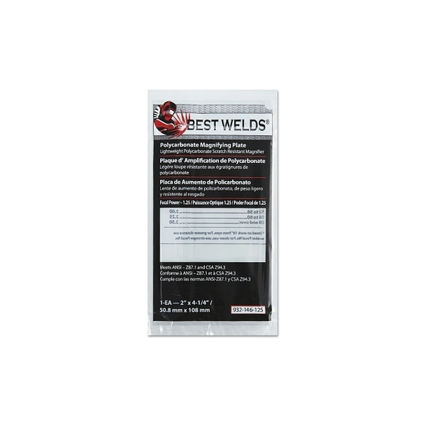 Plastic Magnifier Plate, 2 in x 4-1/4 in, 1.25 Diopter, Polycarbonate, Clear