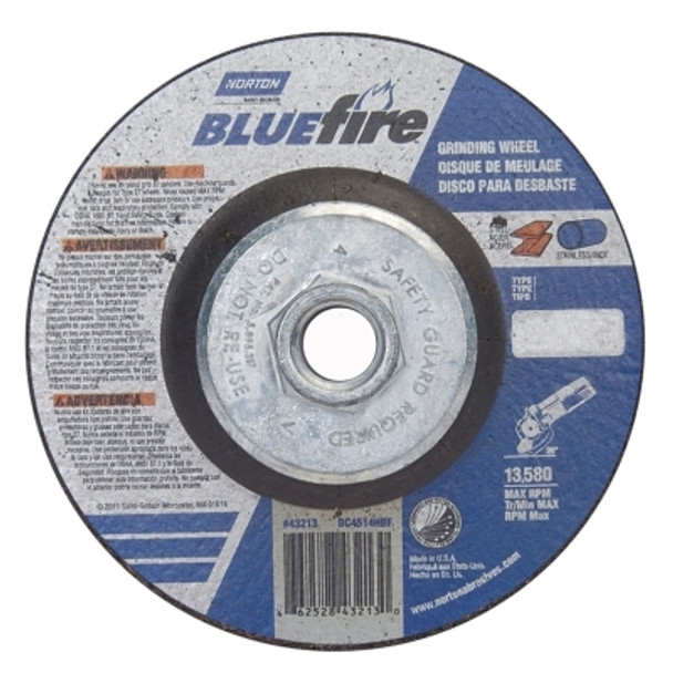 Bluefire® Type 27 Depressed Center Wheel, 4-1/2 in x 1/4 x 5/8-11, 24 Grit, Zirconia Alumina