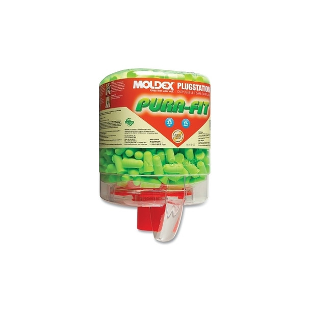 PlugStation® Earplug Dispenser, Disposable Plastic Bottle, Foam Earplugs, Bright Green, Pura-Fit®
