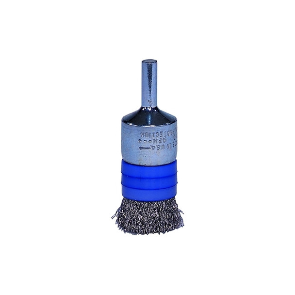 Banded Crimped Wire End Brush, Stainless Steel, 3/4 in dia x 0.006 in Wire, 20000 RPM