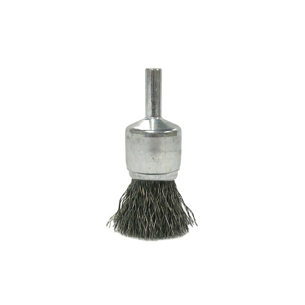 Crimped Wire Solid End Brush, Stainless Steel, 3/4 in dia x 0.0104 in Wire, 22000 RPM