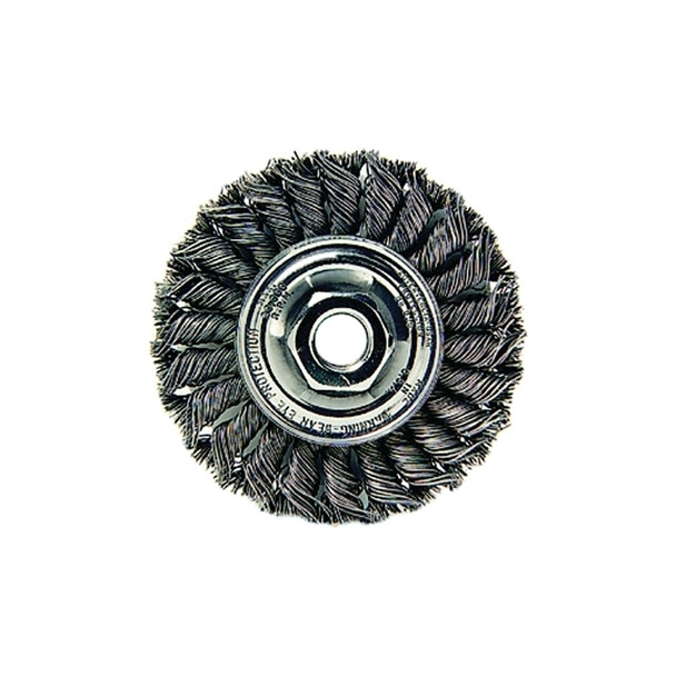 Standard Twist Knot Wire Wheel, 4 in dia x 1/2 in W Face, 0.020 in Steel Wire, 20000 RPM