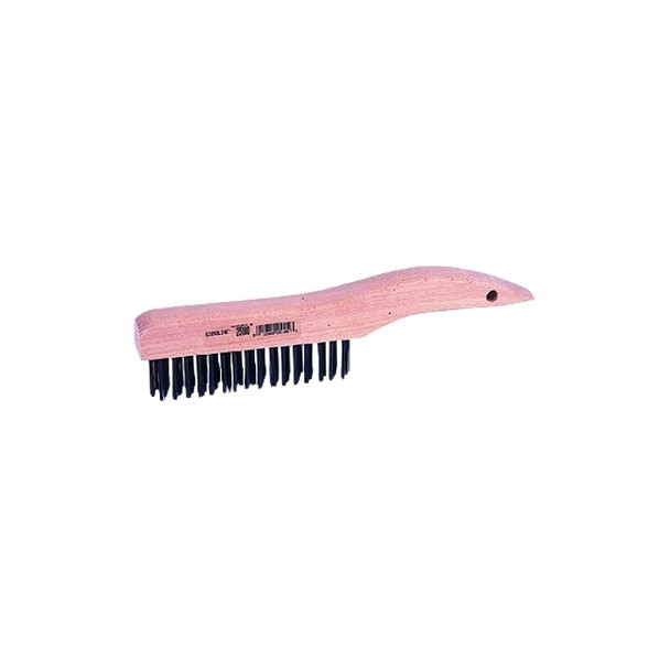Economy Scratch Brush, 10 in L,  4 X 16 Rows, Steel Wire, Shoe Hardwood Handle
