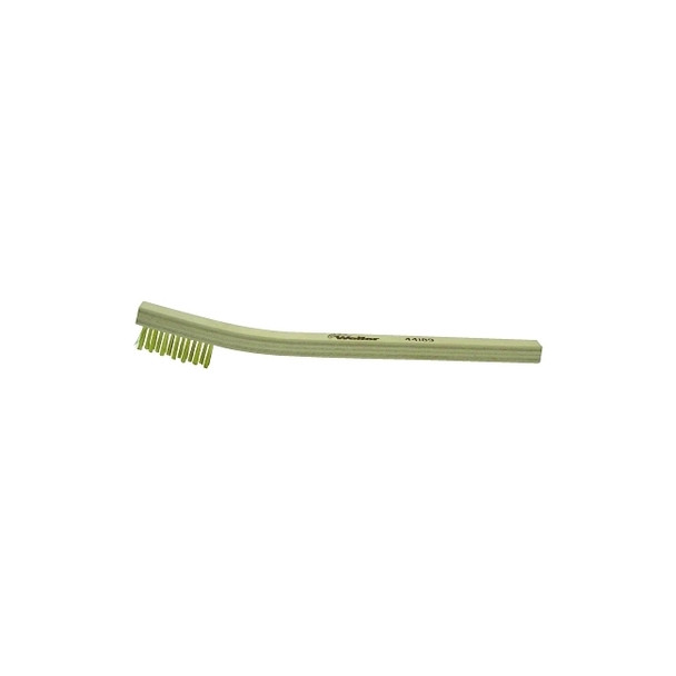 Small Hand Scratch Brush, 7-1/2 in, 3 X 7 Rows, Brass Wire, Curved Wood Handle