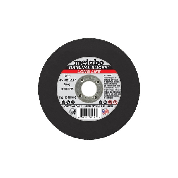 Original Slicer® Cutting Wheel, 6 in dia, 0.045 in Thick, 7/8 in Arbor, 36 Grit , AO