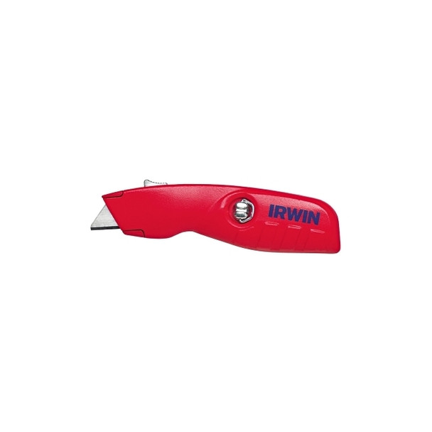 Self-Retracting Safety Knife, 6 in Length, Bi-Metal Blade, Aluminum, Red