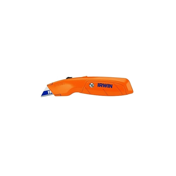 Hi-Vis Retractable Knife, 6-1/2 in Length, Bi Metal Blade, Cast Aluminum, Orange