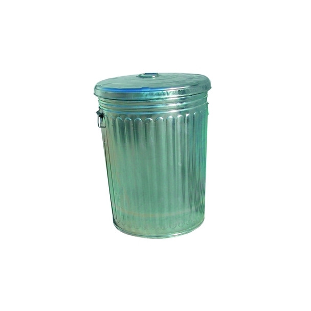 Pre-Galvanized Trash Can With Lid, 20 gal, Steel, Gray