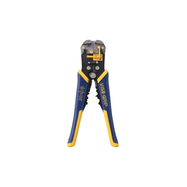 Self-Adjusting Wire Stripper, 8 in, 10-24 AWG, Blue/Yellow Handle, Cushion Grip