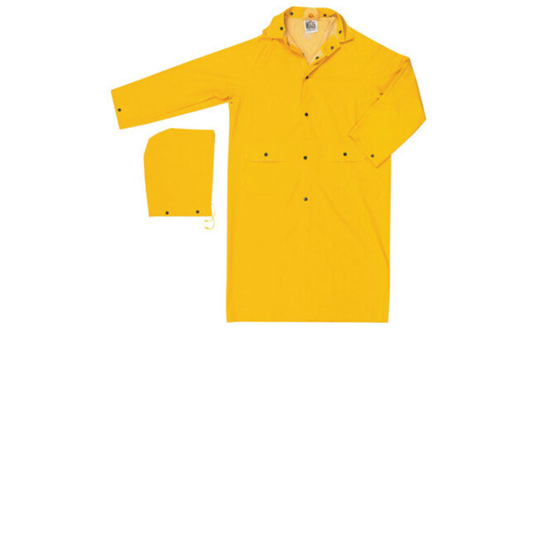 Classic Series Rain Coat, Detachable Hood, 0.35 mm, PVC on Polyester, Yellow, Large