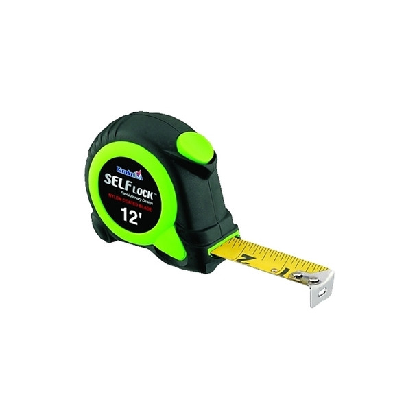 Self Lock™ Measuring Tape, 5/8 in x 12 ft, Green/Black
